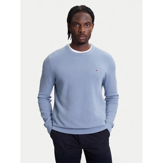 Tommy Hilfiger Sweter Essential MW0MW36347 Błękitny Regular Fit ze sklepu MODIVO w kategorii Swetry męskie - zdjęcie 184045590