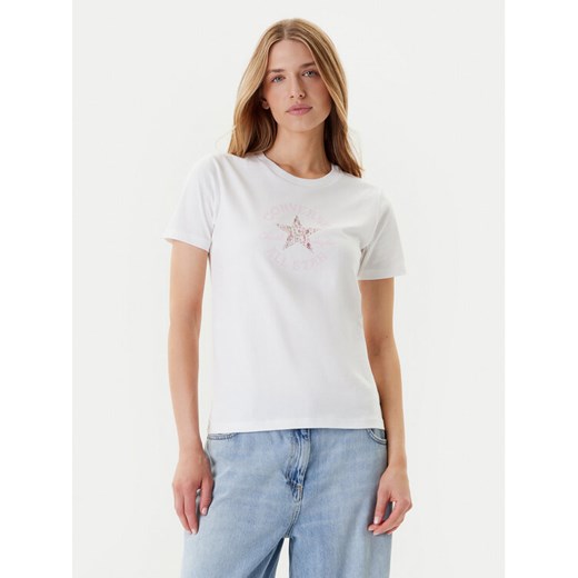 Converse T-Shirt Floral Chuck Taylor 10027751-A01 Biały Regular Fit ze sklepu MODIVO w kategorii Bluzki damskie - zdjęcie 184045702