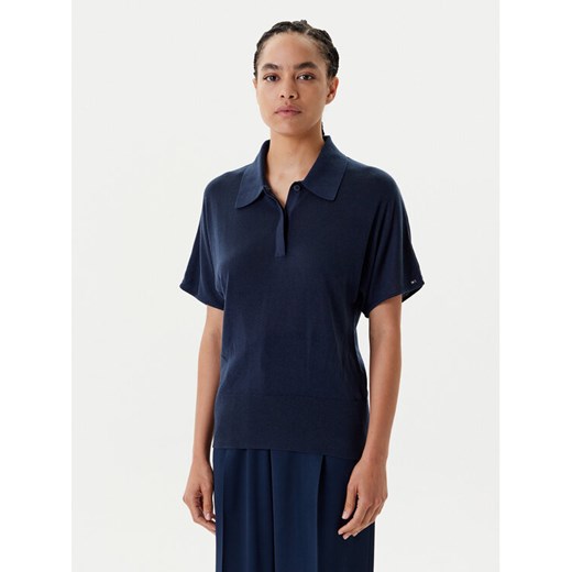 Tommy Hilfiger Polo WW0WW45652 Granatowy Regular Fit ze sklepu MODIVO w kategorii Bluzki damskie - zdjęcie 184045802
