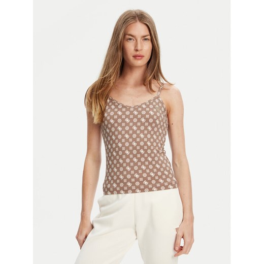 Guess Top V5YP11 MC03W Brązowy Slim Fit ze sklepu MODIVO w kategorii Bluzki damskie - zdjęcie 184045842
