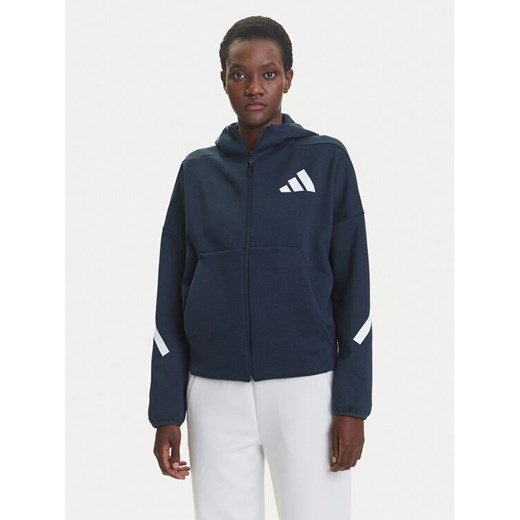 adidas Bluza Z.N.E. JW5320 Granatowy Loose Fit ze sklepu MODIVO w kategorii Bluzy damskie - zdjęcie 184045852