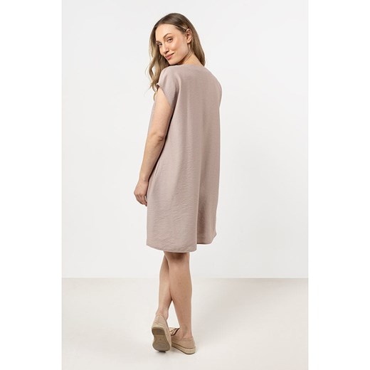 Sukienka AWAMA z wiskozy z krótkim rękawem w serek 