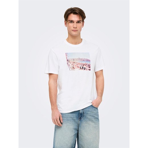 ONLY &amp; SONS Koszulka &quot;Max&quot; w kolorze białym ze sklepu Limango Polska w kategorii T-shirty męskie - zdjęcie 184047713