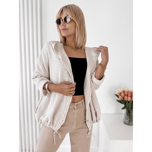 bluza bayonne beżowa one size ze sklepu UBRA w kategorii Bluzy damskie - zdjęcie 184048273