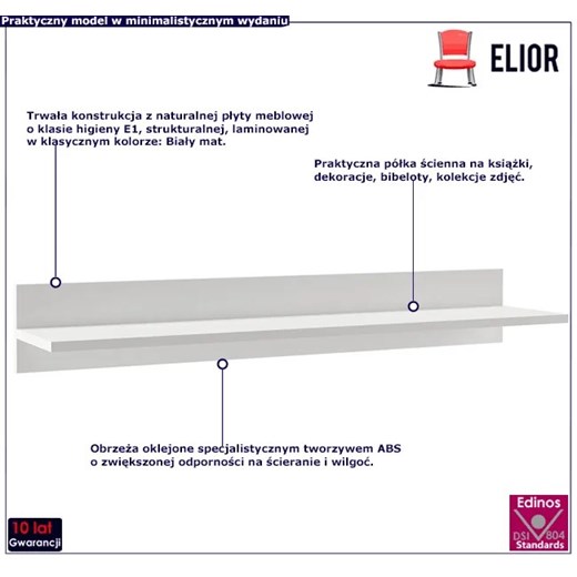 Biała półka ścienna A7-C98 Elior One Size Edinos.pl okazyjna cena