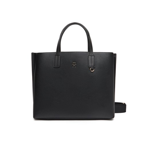 Torebka Tommy Hilfiger Th Distinct Satchel AW0AW17463 Czarny ze sklepu eobuwie.pl w kategorii Torby Shopper bag - zdjęcie 184048651
