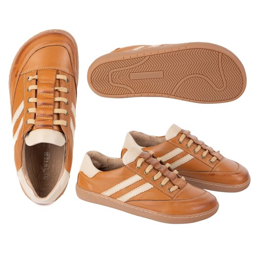Sneakersy barefoot damskie Kaia Olivier – anatomiczne buty skórzane jasny brąz brązowe ze sklepu ButyModne.pl w kategorii Mokasyny męskie - zdjęcie 184049532