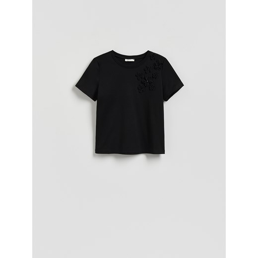 Reserved - T-shirt oversize z aplikacjami - czarny ze sklepu Reserved w kategorii Bluzki damskie - zdjęcie 184050591