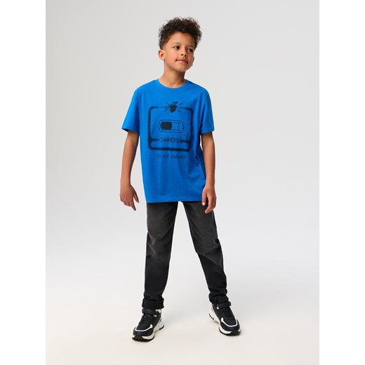 Sinsay - Bawełniana koszulka z nadrukiem - niebieski Sinsay 140 (9-10 l) Sinsay