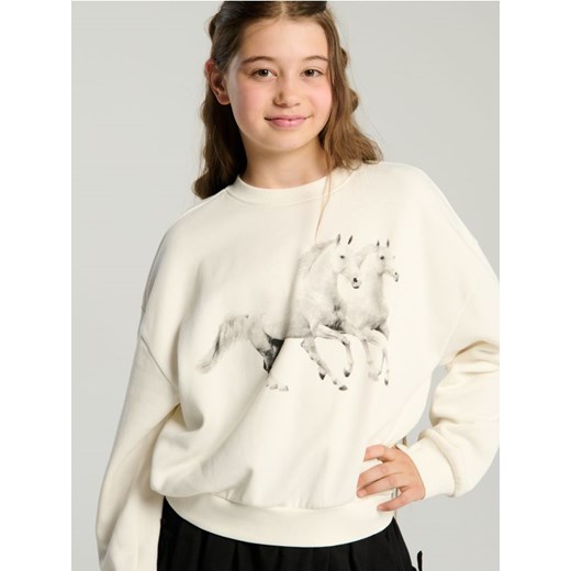 Sinsay - Bluza z motywem koni - kremowy ze sklepu Sinsay w kategorii Bluzy dziewczęce - zdjęcie 184051172