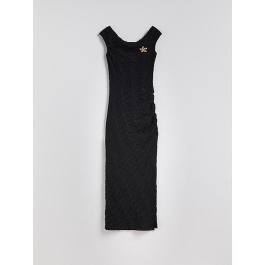 Reserved - Sukienka maxi z efektem gniecenia - czarny Reserved S Reserved