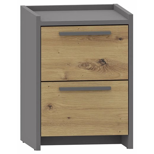 Wąska szafka nocna z szufladami dąb artisan + antracyt K6-D60 ze sklepu Edinos.pl w kategorii Stoliki i szafki nocne - zdjęcie 184052790