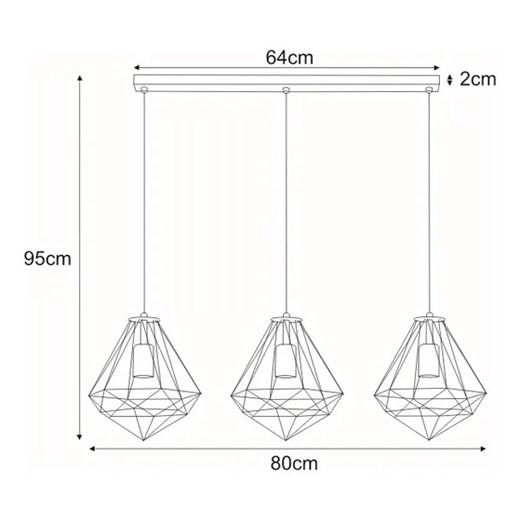 Czarna potrójna lampa wisząca - J100-Latimo Lumes One Size Edinos.pl