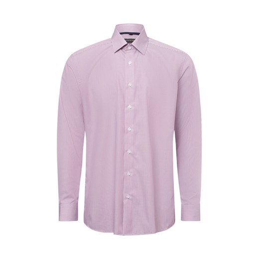 Finshley & Harding Męska koszula biznesowa - Easy Care Mężczyźni Modern Fit Bawełna brudny róż w paski ze sklepu vangraaf w kategorii Koszule męskie - zdjęcie 184053454