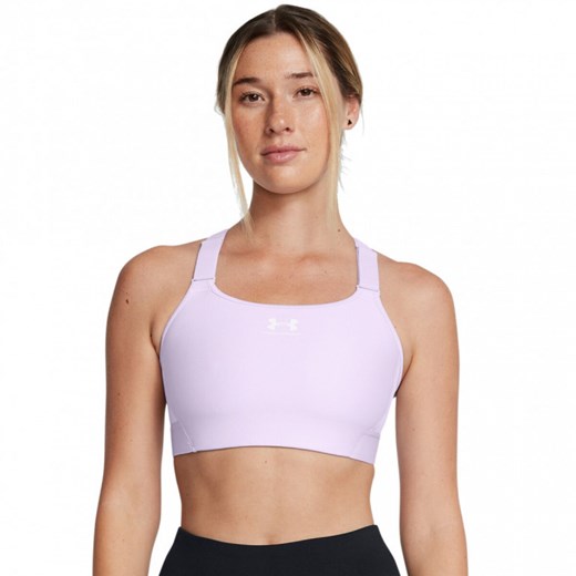 Biustonosz treningowy Under Armour UA HeatGear High - fioletowy ze sklepu Sportstylestory.com w kategorii Biustonosze - zdjęcie 184054713
