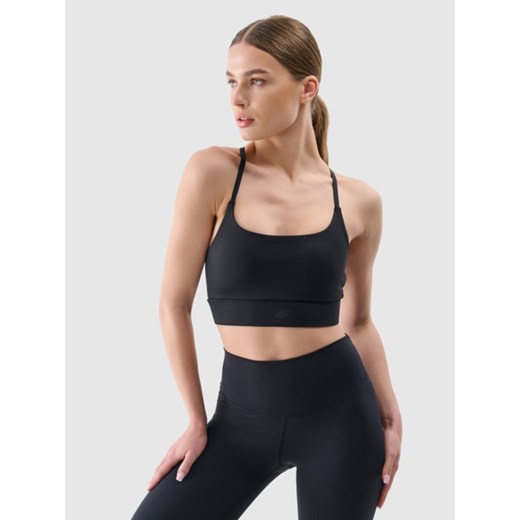 Damski biustonosz treningowy 4F 4FWSS25USBAF181 - czarny ze sklepu Sportstylestory.com w kategorii Biustonosze - zdjęcie 184054774