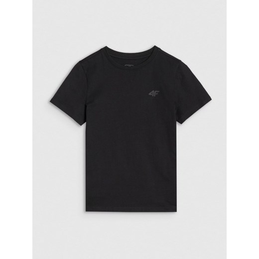 Chłopięcy t-shirt basic 4F 4FJWSS25TTSHM2178 - czarny ze sklepu Sportstylestory.com w kategorii T-shirty chłopięce - zdjęcie 184054860