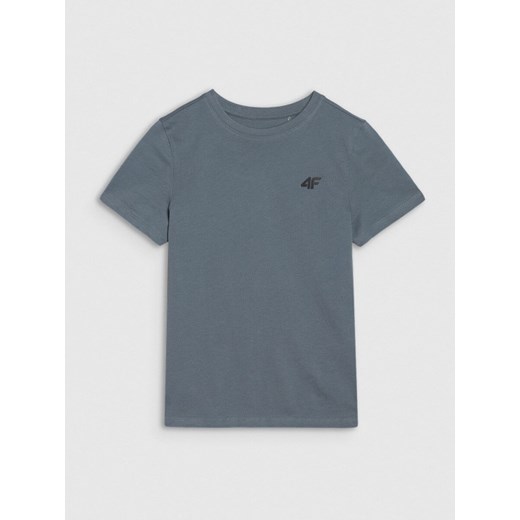 Chłopięcy t-shirt basic 4F 4FJWSS25TTSHM2178 - niebieski ze sklepu Sportstylestory.com w kategorii T-shirty chłopięce - zdjęcie 184054872