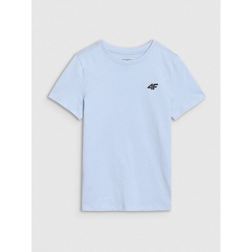 Chłopięcy t-shirt basic 4F 4FJWSS25TTSHM2178 - niebieski ze sklepu Sportstylestory.com w kategorii T-shirty chłopięce - zdjęcie 184054890