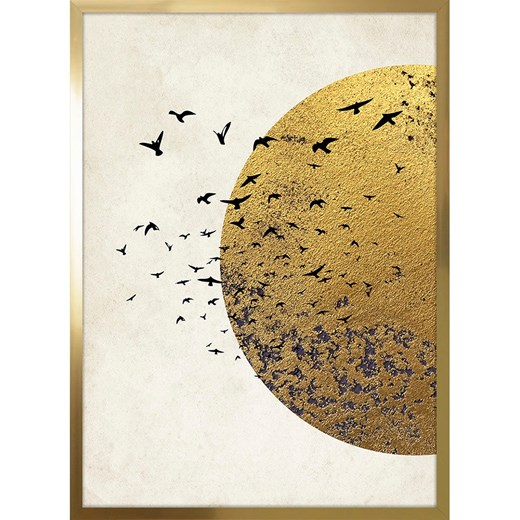 Ars Longa Druk artystyczny &quot;Bird against the golden sun&quot; w ramce - 70 x 50 cm ze sklepu Limango Polska w kategorii Obrazy - zdjęcie 184056631