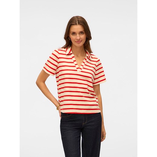 Vero Moda Koszulka polo w kolorze kremowo-czerwonym ze sklepu Limango Polska w kategorii Bluzki damskie - zdjęcie 184056823
