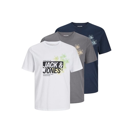 Jack &amp; Jones Koszulki (3 szt.) &quot;Jaxon&quot; w kolorze szaro-biało-granatowym ze sklepu Limango Polska w kategorii T-shirty męskie - zdjęcie 184057202