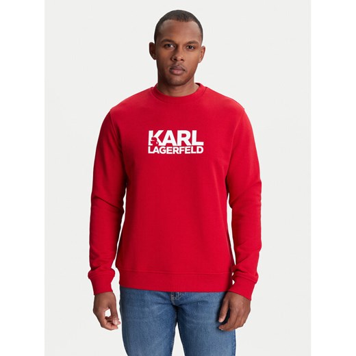 KARL LAGERFELD Bluza 705091 553917 Czerwony Regular Fit ze sklepu MODIVO w kategorii Bluzy męskie - zdjęcie 184058130