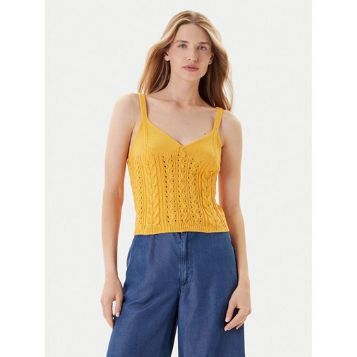 United Colors Of Benetton Top 101TDH01B Żółty Slim Fit ze sklepu MODIVO w kategorii Bluzki damskie - zdjęcie 184058133