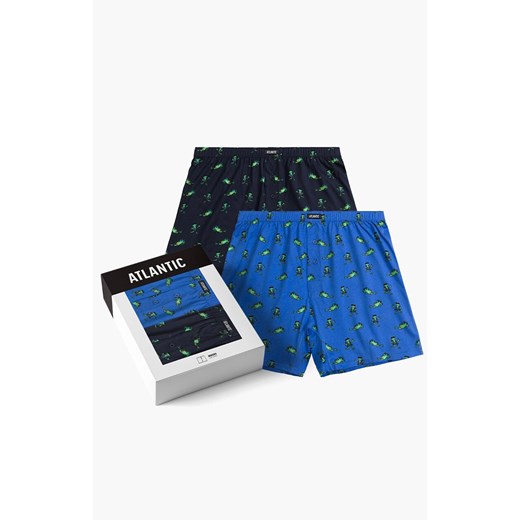 Atlantic 2-pack bokserki męskie luźne 2MBH-006-GRA/NIEC, Kolor niebiesko-granatowy, Rozmiar M, ATLANTIC ze sklepu Primodo w kategorii Majtki męskie - zdjęcie 184059671