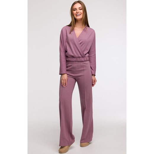 Bluza damska z kopertowym dekoltem wrzosowa B292, Kolor wrzosowy, Rozmiar L, BeWear ze sklepu Primodo w kategorii Bluzy damskie - zdjęcie 184061402