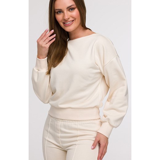Bluza damska z otwartymi plecami waniliowa B293, Kolor waniliowy, Rozmiar L, BeWear ze sklepu Primodo w kategorii Bluzy damskie - zdjęcie 184061432