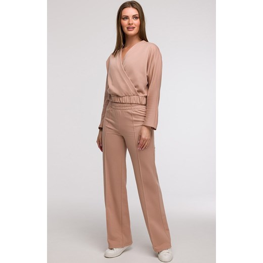Bluza damska z kopertowym dekoltem mokka B292, Kolor mocca, Rozmiar L, BeWear ze sklepu Primodo w kategorii Bluzy damskie - zdjęcie 184061481