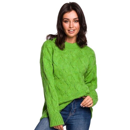 Zielony sweter damski BK038, Kolor zielony, Rozmiar S/M, BE Knit ze sklepu Primodo w kategorii Swetry damskie - zdjęcie 184061521