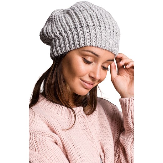 BK060 beret luźny, Kolor szary, Rozmiar uniwersalny, BE Knit ze sklepu Primodo w kategorii Berety damskie - zdjęcie 184061571