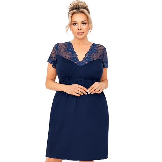 Damska koszula nocna plus size granatowa Livia, Kolor granatowy, Rozmiar 3XL, Donna ze sklepu Primodo w kategorii Koszule nocne - zdjęcie 184064980