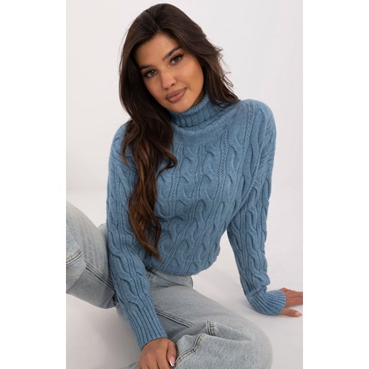 Niebieski golf damski AT-SW-23445.00, Kolor niebieski, Rozmiar uniwersalny, WOOL FASHION ITALIA ze sklepu Primodo w kategorii Swetry damskie - zdjęcie 184068344