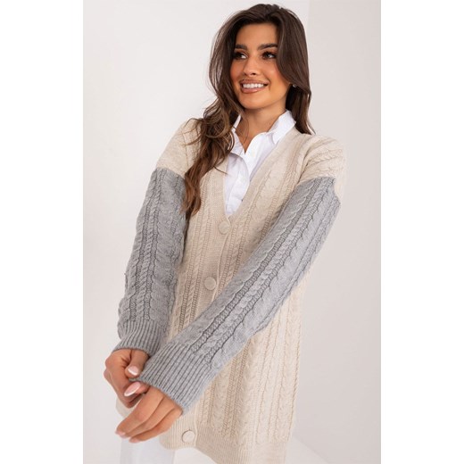 Sweter damski beżowo-szary BA-SW-0549.32, Kolor beżowo-szary, Rozmiar uniwersalny, BADU ze sklepu Primodo w kategorii Swetry damskie - zdjęcie 184068470
