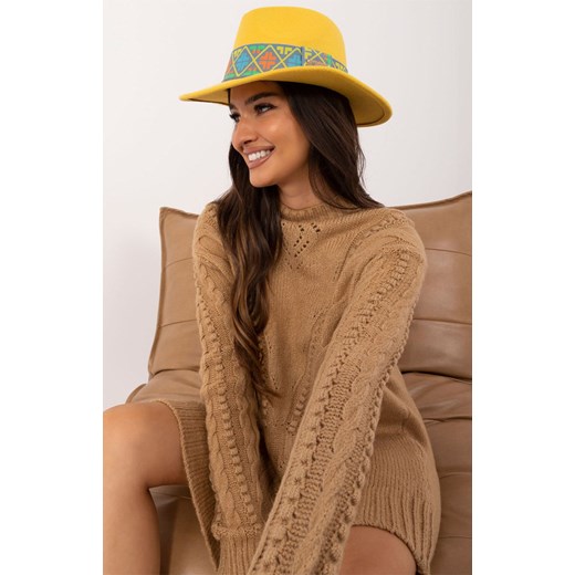 Długi sweter damski camelowy BA-SW-0574.44, Kolor camel, Rozmiar uniwersalny, BADU ze sklepu Primodo w kategorii Swetry damskie - zdjęcie 184068473
