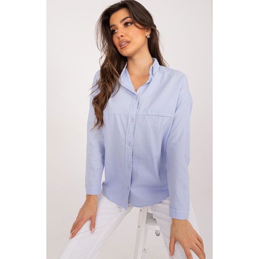 Jasnoniebieska koszula damska oversize BP-KS-1019.73, Kolor jasnoniebieski, Rozmiar S, FactoryPrice ze sklepu Primodo w kategorii Koszule damskie - zdjęcie 184068492