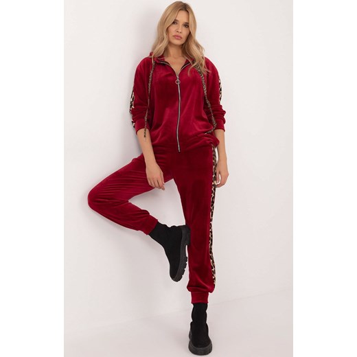 Welurowy dres damski bordowy DHJ-KMPL-9137.25, Kolor bordowy, Rozmiar uniwersalny, ITALY MODA ze sklepu Primodo w kategorii Dresy damskie - zdjęcie 184068671