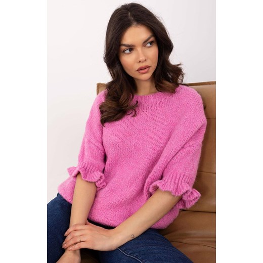 Brudnoróżowy sweter z wiskozą MI-SW-2913.99, Kolor jasny róż, Rozmiar uniwersalny, ITALY MODA ze sklepu Primodo w kategorii Swetry damskie - zdjęcie 184069130