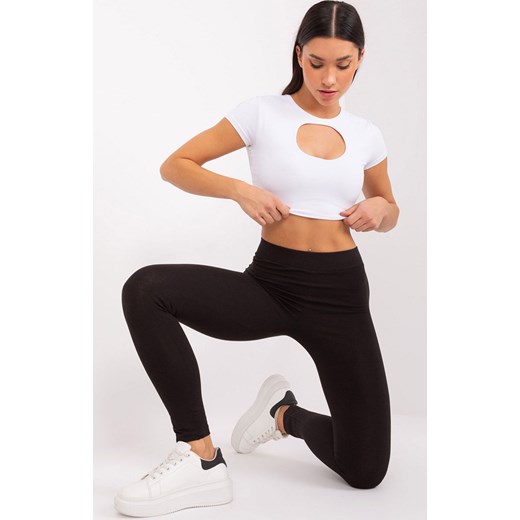 Czarne legginsy z wysokim stanem LO-LG-LK-546.32, Kolor czarny, Rozmiar S, Rue Paris ze sklepu Primodo w kategorii Spodnie damskie - zdjęcie 184069231