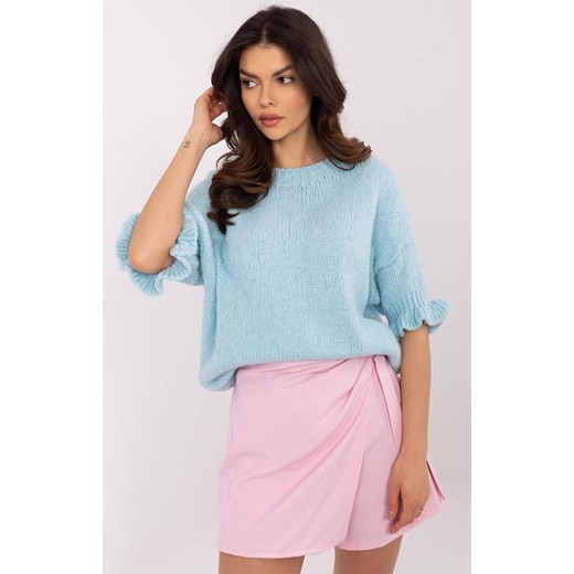 Niebieski sweter damski z wiskozą MI-SW-2913.99, Kolor niebieski, Rozmiar uniwersalny, ITALY MODA ze sklepu Primodo w kategorii Swetry damskie - zdjęcie 184069401