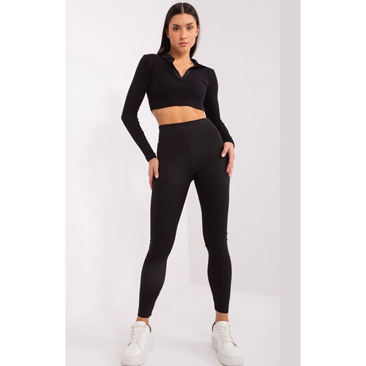 Czarne legginsy z wysokim stanem RV-LG-9327.24, Kolor czarny, Rozmiar S, Relevance ze sklepu Primodo w kategorii Spodnie damskie - zdjęcie 184069543