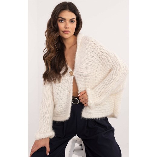 Rozpinany sweter ecru TW-SW-BI-25002.88P, Kolor ecru, Rozmiar uniwersalny, OCH BELLA ze sklepu Primodo w kategorii Swetry damskie - zdjęcie 184069640