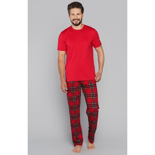 Narwik piżama męska bluzka krótki rękaw i długie spodnie, Kolor czerwony-kratka, Rozmiar XL, Italian Fashion ze sklepu Primodo w kategorii Piżamy męskie - zdjęcie 184072840