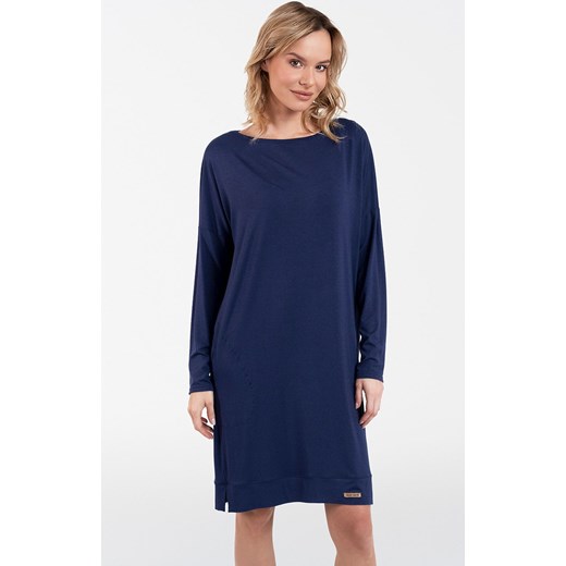 Koszula nocna damska granatowa z długim rękawem Akord, Kolor granatowy, Rozmiar S, Italian Fashion ze sklepu Primodo w kategorii Koszule nocne - zdjęcie 184072961