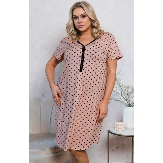 Koszula nocna damska z krótkim rękawem plus size Buscato, Kolor różowy-wzór, Rozmiar S, Italian Fashion ze sklepu Primodo w kategorii Koszule nocne - zdjęcie 184073344