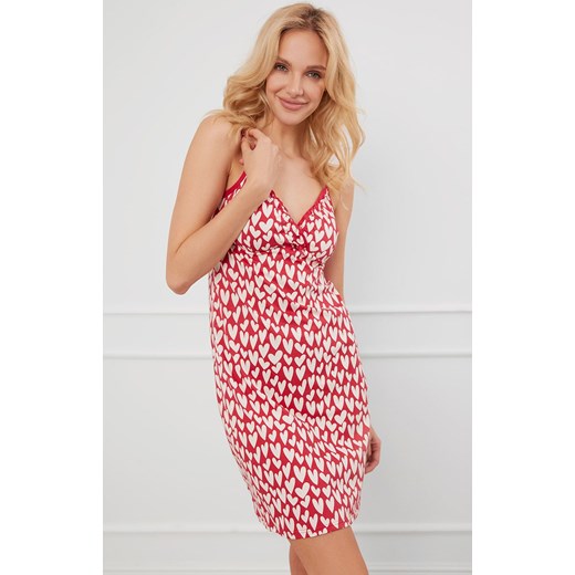 Bawełniana koszula nocna damska serca na wąskie ramiączko Evora, Kolor czerwono-biały, Rozmiar S, Italian Fashion ze sklepu Primodo w kategorii Koszule nocne - zdjęcie 184073700