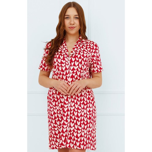 Rozpinana koszula nocna w serca Ksenia, Kolor czerwony-wzór, Rozmiar S, Italian Fashion ze sklepu Primodo w kategorii Koszule nocne - zdjęcie 184074350